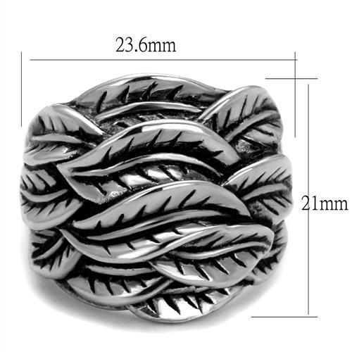MATK2336 - High polished (no plating) Stainless Steel Ring with Epoxy in Jet