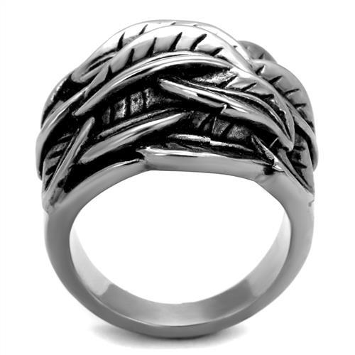 MATK2336 - High polished (no plating) Stainless Steel Ring with Epoxy in Jet