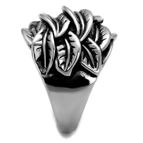 MATK2336 - High polished (no plating) Stainless Steel Ring with Epoxy in Jet