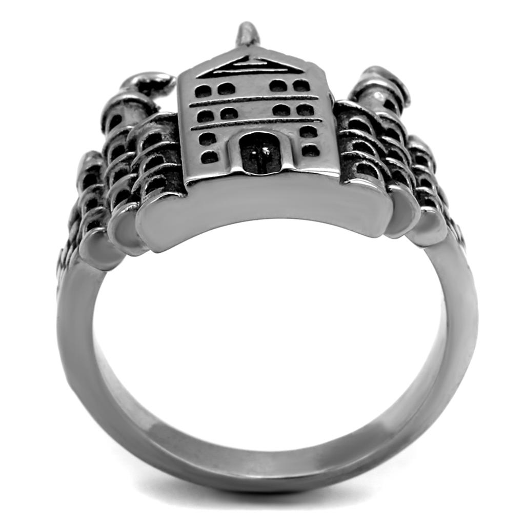 MATK2340 - High polished (no plating) Stainless Steel Ring with Epoxy in Jet