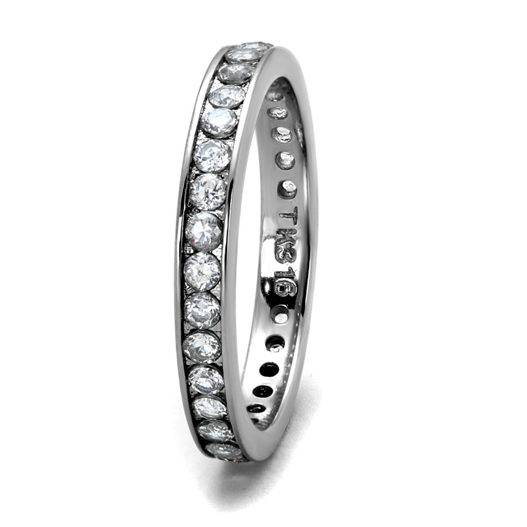 MATK2343 - High polished (no plating) Stainless Steel Ring with AAA Grade CZ in Clear
