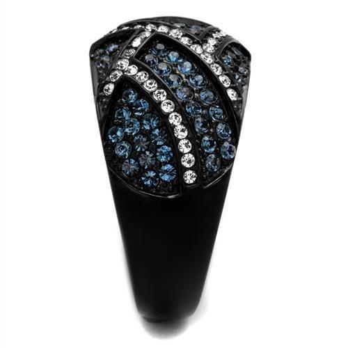 MATK2353 - IP Black(Ion Plating) Stainless Steel Ring with Top Grade Crystal in Montana