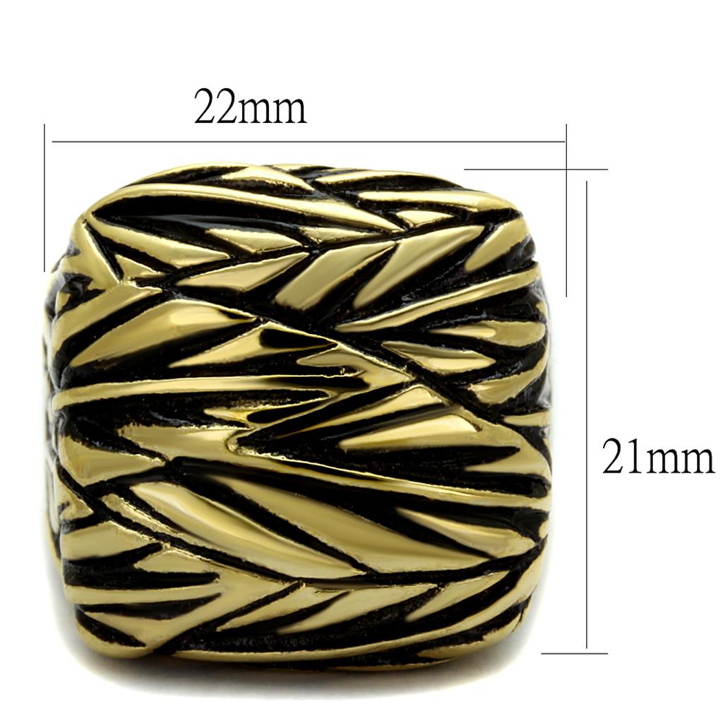 MATK2370 - Two-Tone IP Gold (Ion Plating) Stainless Steel Ring with Epoxy in Jet