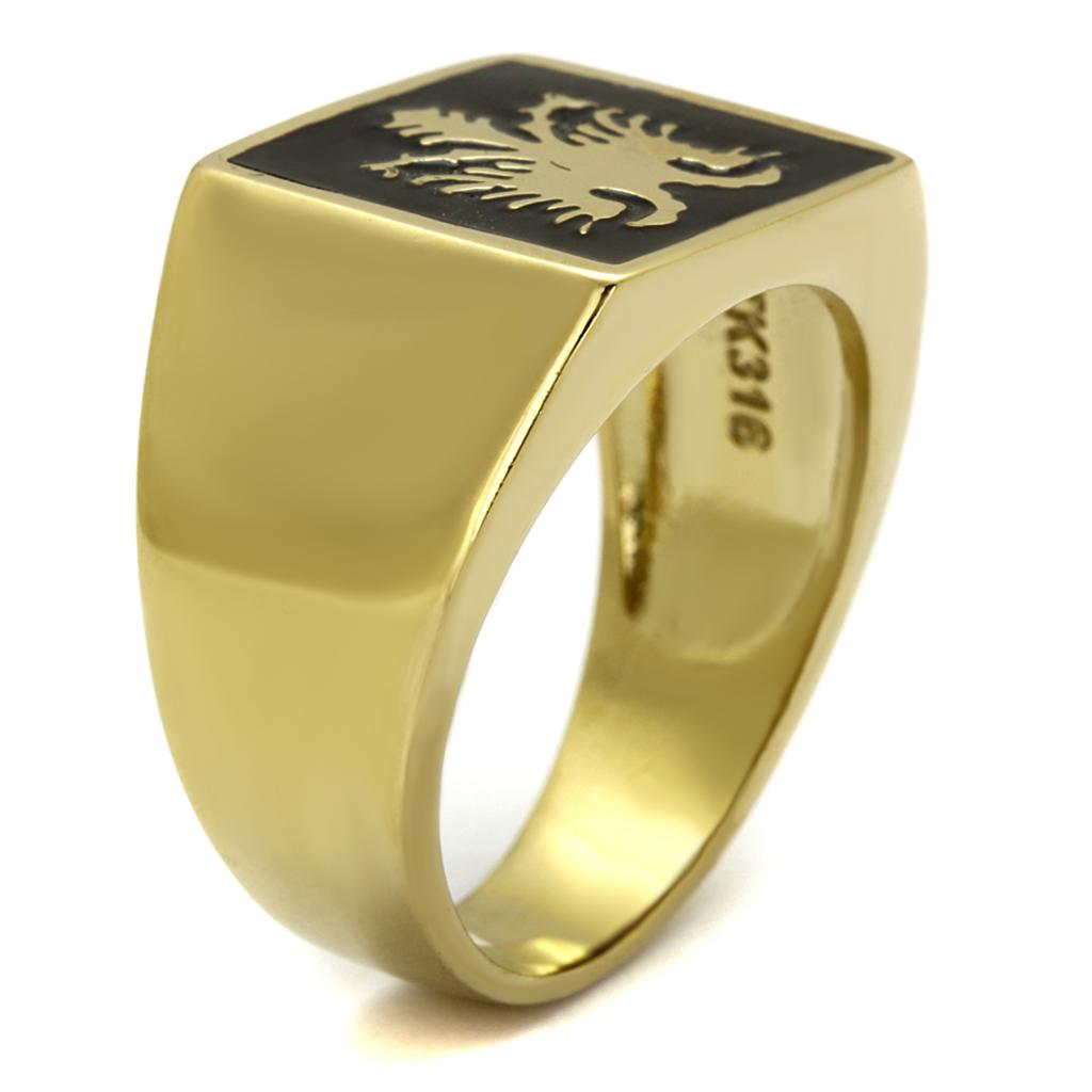 MATK2373 - IP Gold(Ion Plating) Stainless Steel Ring with Epoxy in Jet