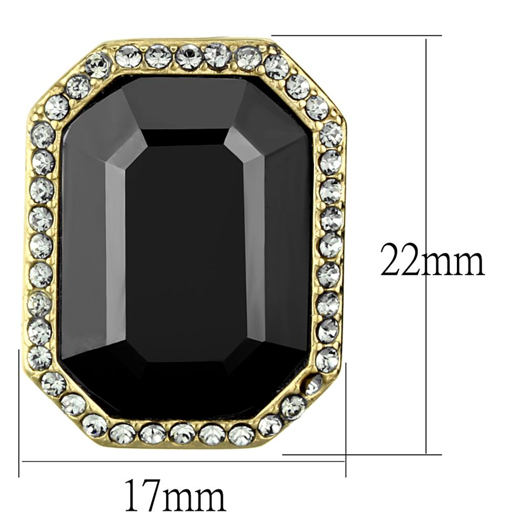 MATK2378 - IP Gold(Ion Plating) Stainless Steel Earrings with Top Grade Crystal in Hematite