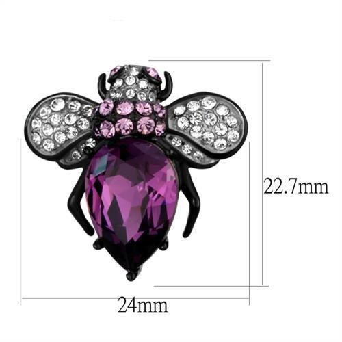 MATK2385 - Two-Tone IP Black (Ion Plating) Stainless Steel Earrings with Top Grade Crystal in Amethyst