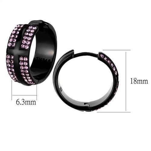 MATK2386 - IP Black(Ion Plating) Stainless Steel Earrings with Top Grade Crystal in Light Amethyst