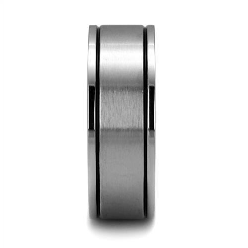 MATK2389 - High polished (no plating) Stainless Steel Ring with Epoxy in Jet