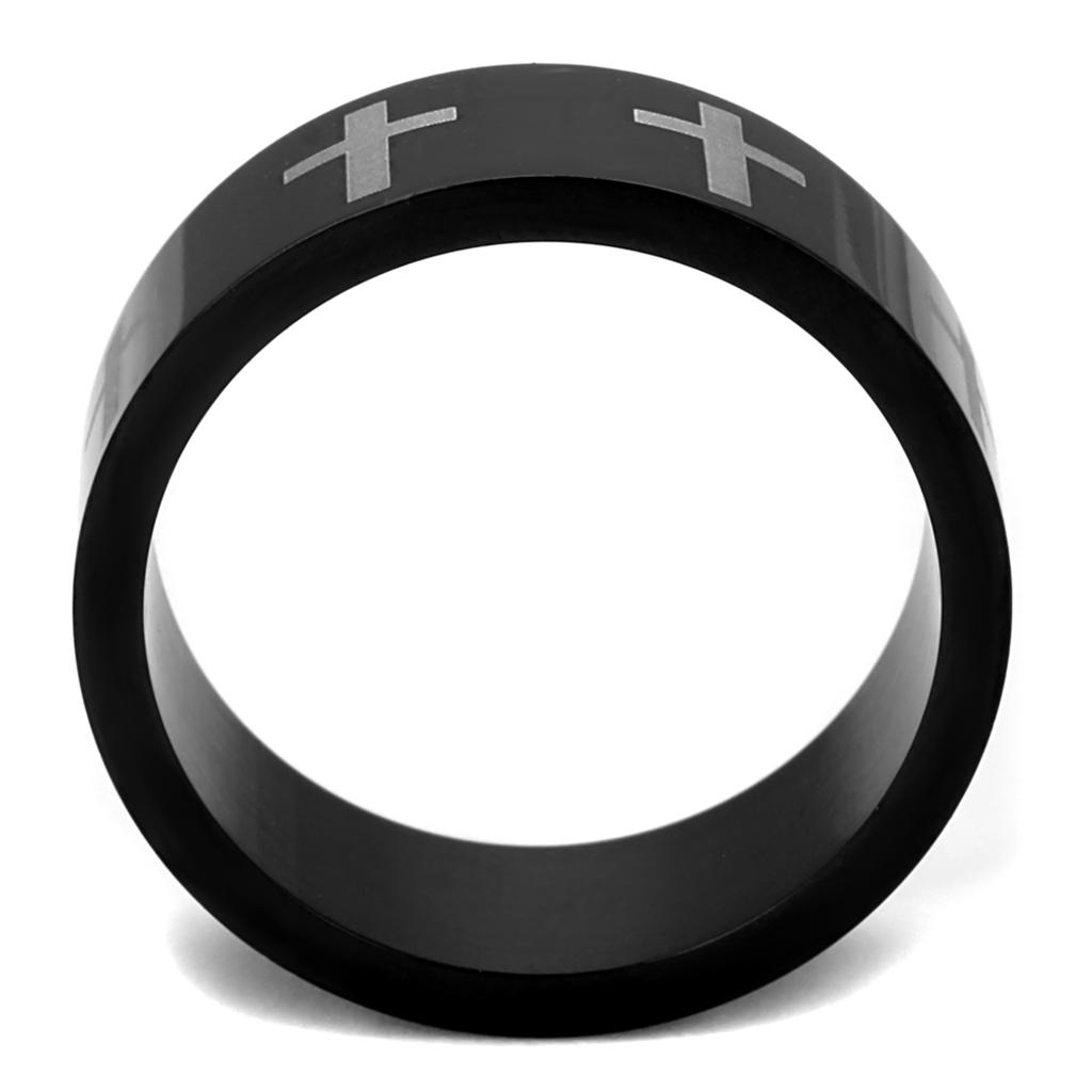 MATK2410 - Two-Tone IP Black (Ion Plating) Stainless Steel Ring with No Stone