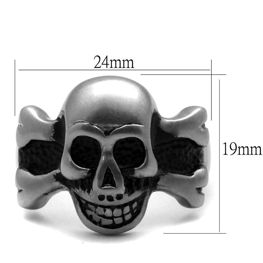 MATK2416 - Antique Silver Stainless Steel Ring with Epoxy in Jet