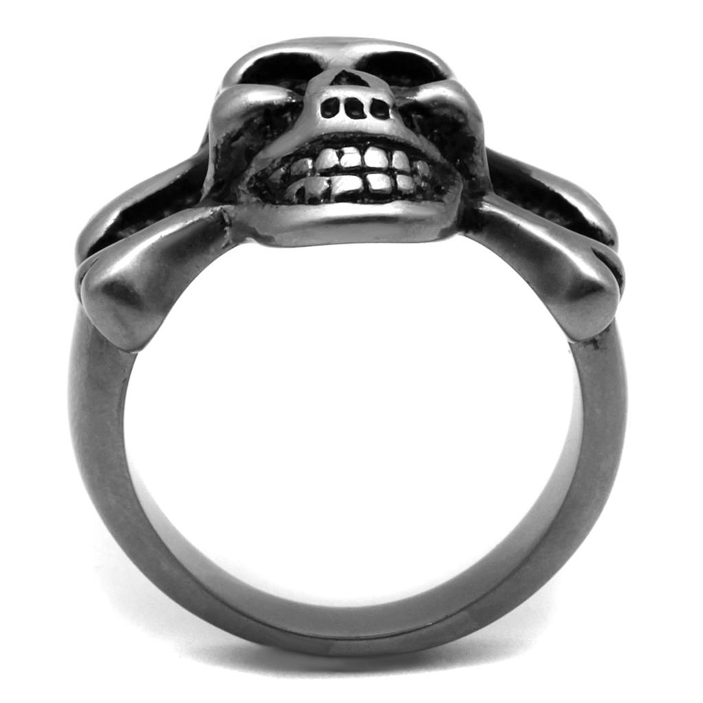 MATK2416 - Antique Silver Stainless Steel Ring with Epoxy in Jet