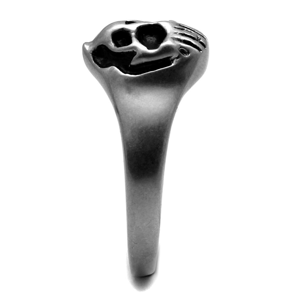 MATK2417 - Antique Silver Stainless Steel Ring with Epoxy in Jet