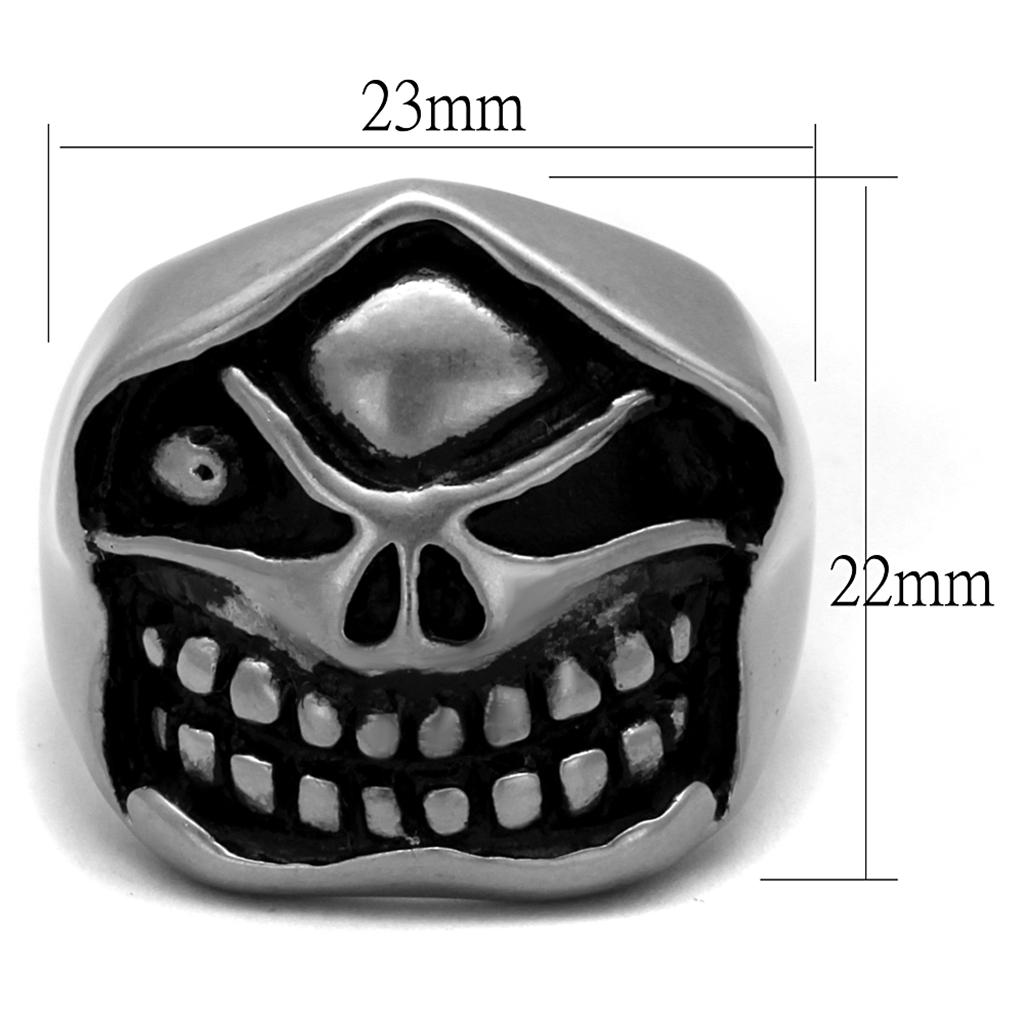 MATK2418 - Antique Silver Stainless Steel Ring with Epoxy in Jet