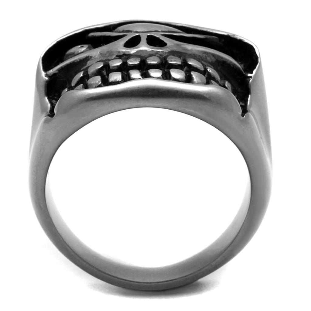 MATK2418 - Antique Silver Stainless Steel Ring with Epoxy in Jet