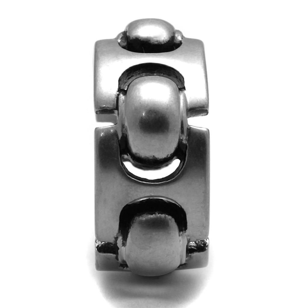 MATK2421 - Antique Silver Stainless Steel Ring with Epoxy in Jet