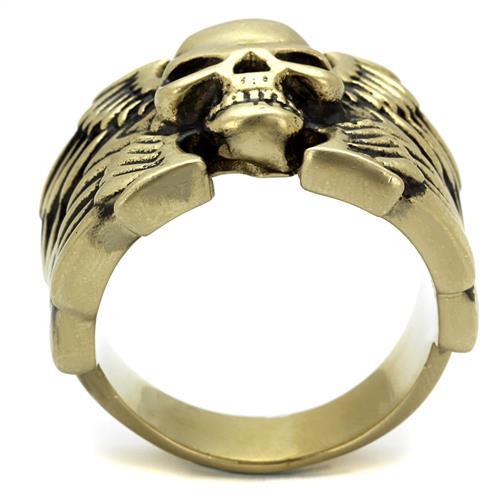 MATK2445 - IP Antique Copper Stainless Steel Ring with Epoxy in Jet