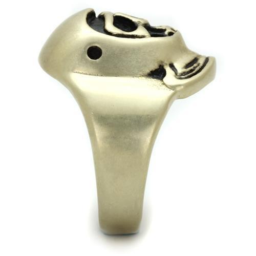 MATK2447 - IP Antique Copper Stainless Steel Ring with Epoxy in Jet