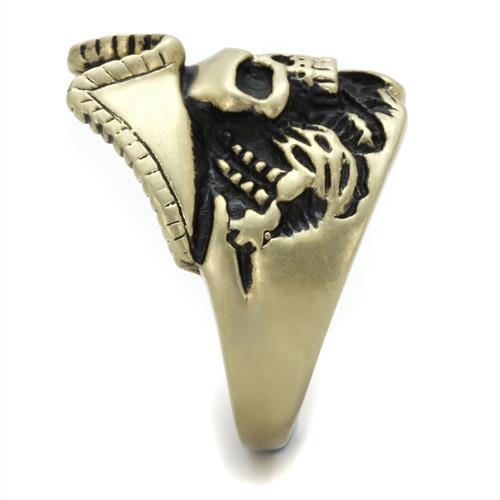 MATK2453 - IP Antique Copper Stainless Steel Ring with Epoxy in Jet