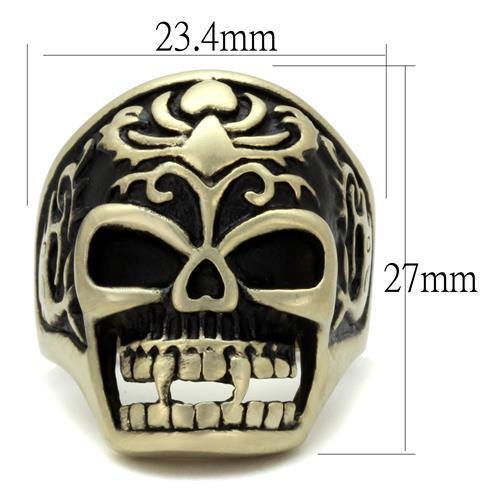 MATK2454 - IP Antique Copper Stainless Steel Ring with Epoxy in Jet