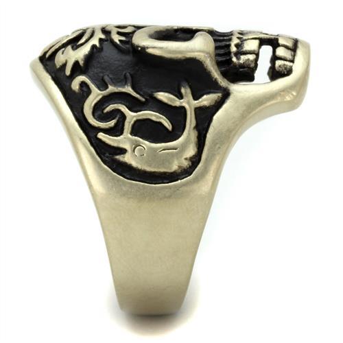 MATK2454 - IP Antique Copper Stainless Steel Ring with Epoxy in Jet