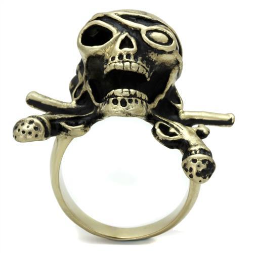 MATK2456 - IP Antique Copper Stainless Steel Ring with Epoxy in Jet