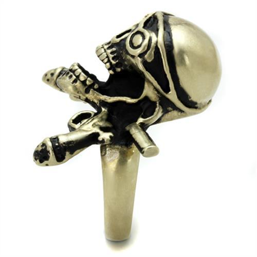 MATK2456 - IP Antique Copper Stainless Steel Ring with Epoxy in Jet