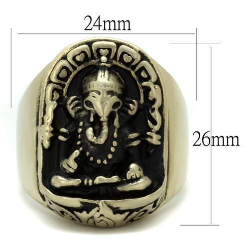 MATK2457 - IP Antique Copper Stainless Steel Ring with Epoxy in Jet