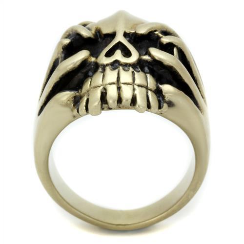 MATK2463 - IP Antique Copper Stainless Steel Ring with Epoxy in Jet