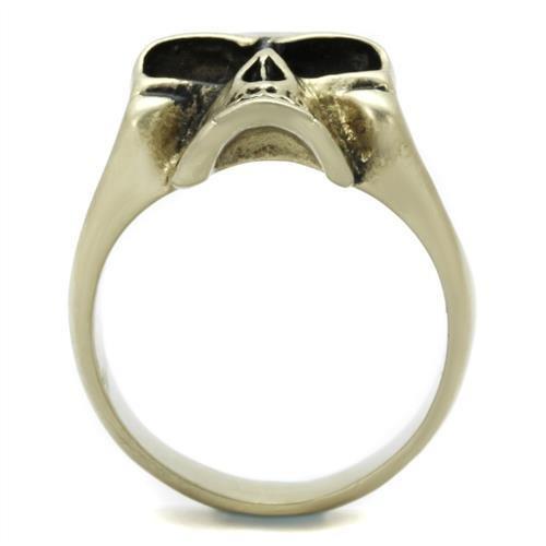 MATK2467 - IP Antique Copper Stainless Steel Ring with Epoxy in Jet