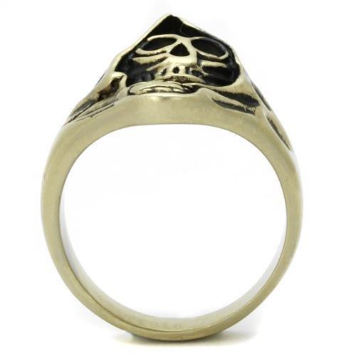MATK2474 - IP Antique Copper Stainless Steel Ring with Epoxy in Jet