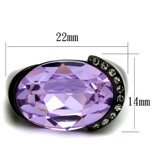 MATK2485 - IP Black(Ion Plating) Stainless Steel Ring with Top Grade Crystal in Violet