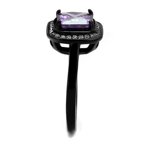 MATK2487 - IP Black(Ion Plating) Stainless Steel Ring with AAA Grade CZ in Amethyst