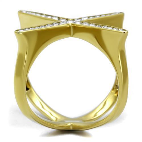 MATK2497 - IP Gold(Ion Plating) Stainless Steel Ring with Top Grade Crystal in Clear
