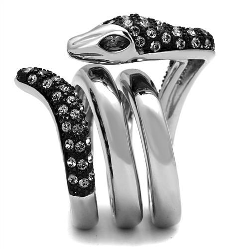MATK2511 - Two-Tone IP Black (Ion Plating) Stainless Steel Ring with Top Grade Crystal in Black Diamond
