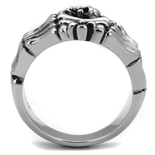 MATK2512 - High polished (no plating) Stainless Steel Ring with Epoxy in Jet