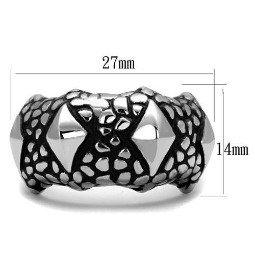 MATK2513 - High polished (no plating) Stainless Steel Ring with Epoxy in Jet