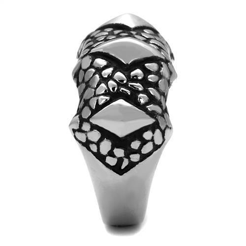 MATK2513 - High polished (no plating) Stainless Steel Ring with Epoxy in Jet