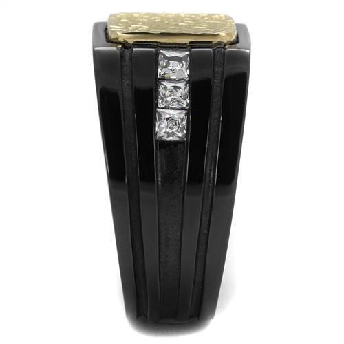 MATK2519 - Two-Tone IP Gold (Ion Plating) Stainless Steel Ring with AAA Grade CZ in Clear