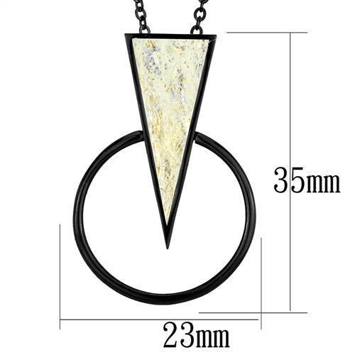 MATK2524 - IP Black(Ion Plating) Stainless Steel Chain Pendant with Leather in White