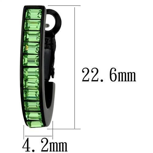 MATK2534 - IP Black(Ion Plating) Stainless Steel Earrings with Top Grade Crystal in Peridot