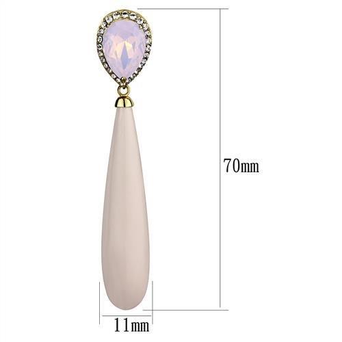 MATK2543 - IP Gold(Ion Plating) Stainless Steel Earrings with Top Grade Crystal in Light Rose