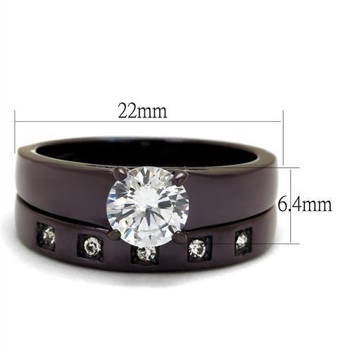 MATK2547 - IP Dark Brown (IP coffee) Stainless Steel Ring with AAA Grade CZ in Clear