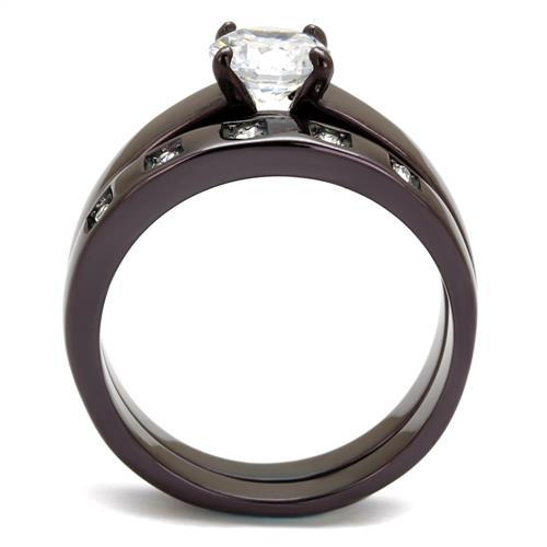 MATK2547 - IP Dark Brown (IP coffee) Stainless Steel Ring with AAA Grade CZ in Clear