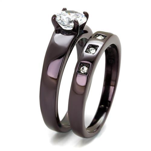 MATK2547 - IP Dark Brown (IP coffee) Stainless Steel Ring with AAA Grade CZ in Clear