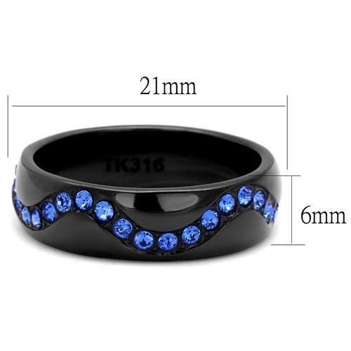 MATK2550 - IP Black(Ion Plating) Stainless Steel Ring with Top Grade Crystal in Sapphire