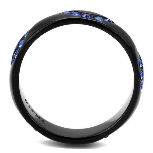 MATK2550 - IP Black(Ion Plating) Stainless Steel Ring with Top Grade Crystal in Sapphire