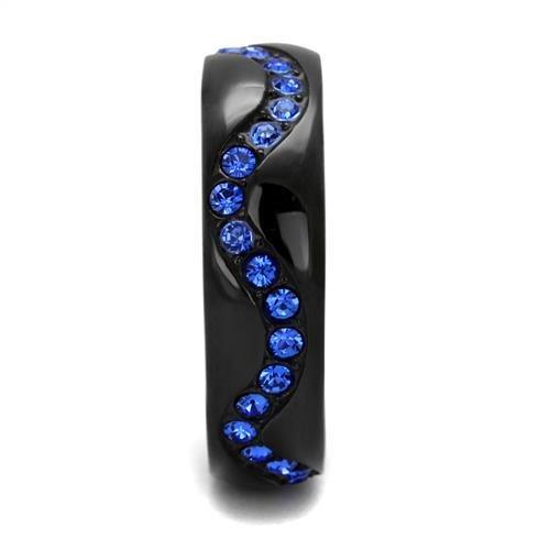 MATK2550 - IP Black(Ion Plating) Stainless Steel Ring with Top Grade Crystal in Sapphire