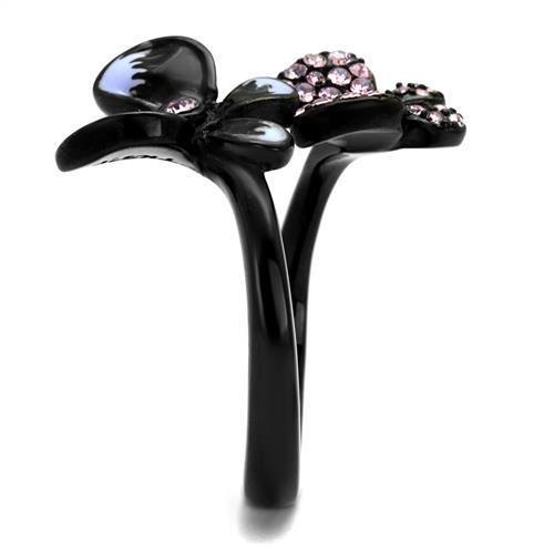 MATK2554 - IP Black(Ion Plating) Stainless Steel Ring with Top Grade Crystal in Light Amethyst