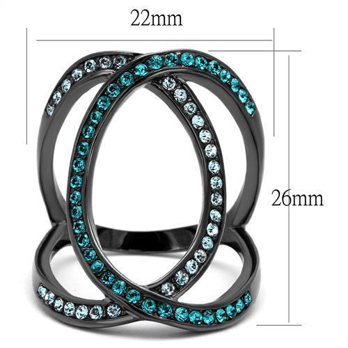 MATK2557 - IP Light Black (IP Gun) Stainless Steel Ring with Top Grade Crystal in Multi Color