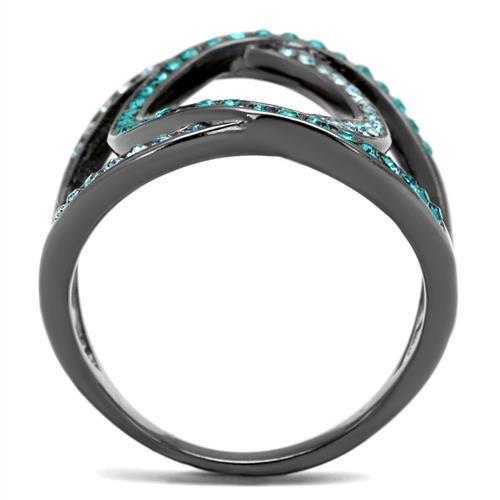 MATK2557 - IP Light Black (IP Gun) Stainless Steel Ring with Top Grade Crystal in Multi Color